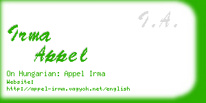 irma appel business card